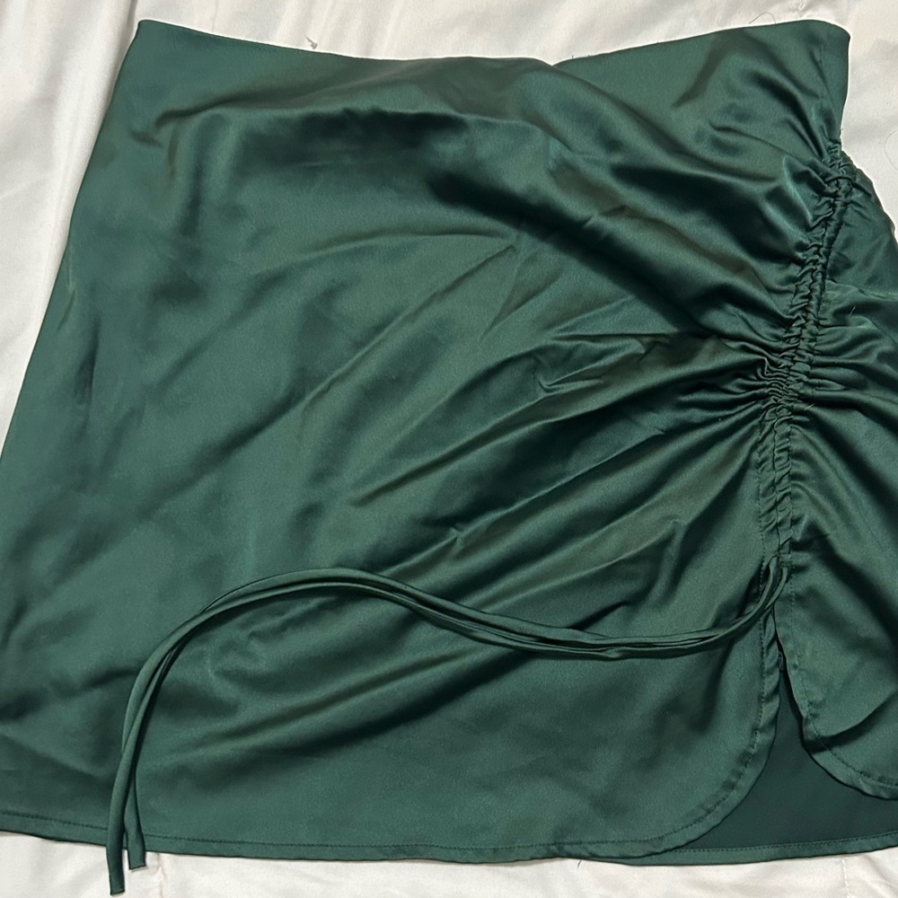 Kendall & Kylie Dark Green Satin Skirt